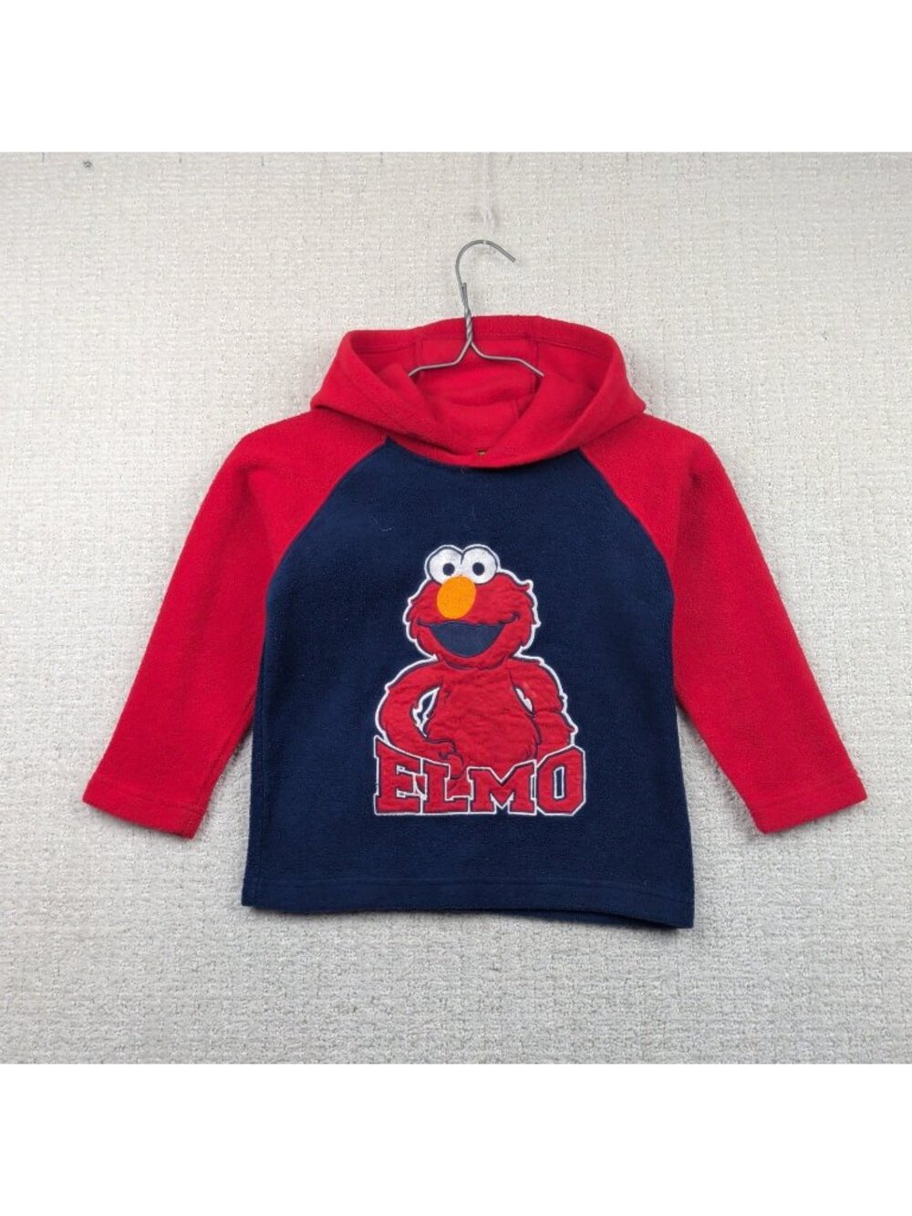 Vintage Elmoβs Hoodie 4T Sesame Street Red Blue Fleece Toddler Pullover Y2K